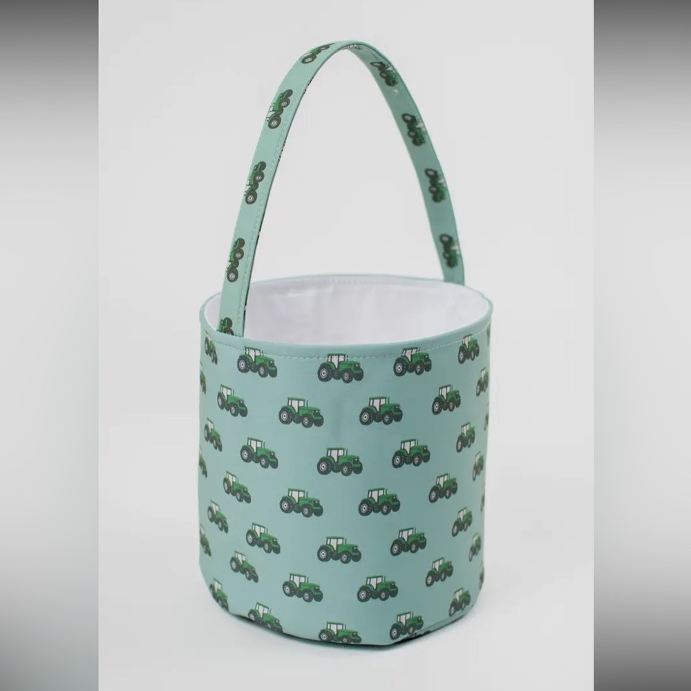 Green Tractor John Deere Print Easter Bucket / Toy Storage